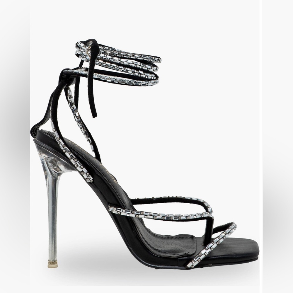 New! Chase & Chloe Elegant Black and Silver Women's Stilettos Size 9 - Picture 4 of 6